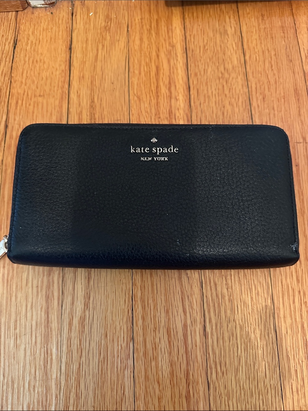 Kate Spade black textured leather long wallet